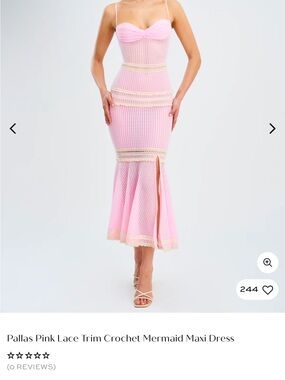‼️ISO‼️ Pallas Pink Crochet Mermaid Maxi Dress with Lace Trim